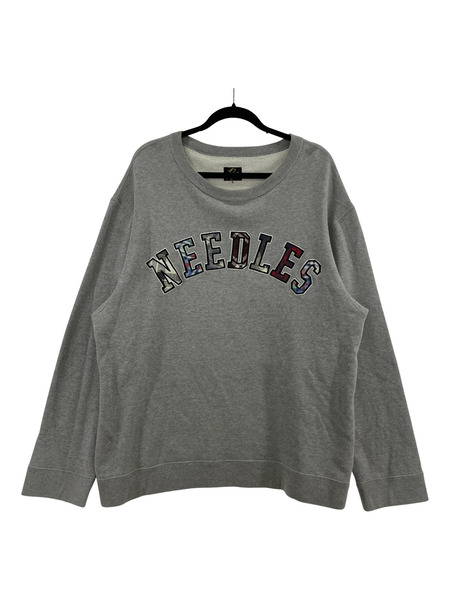 Needles アーチロゴ クルーネックスウェット XL グレー