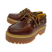Timberland シューズ STONE STREET BOAT SHOE 厚底モカシン 茶 (23.5)
