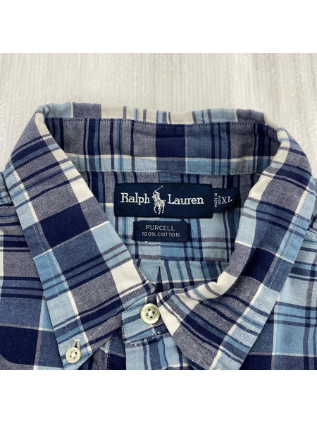 POLO RALPH LAUREN 半袖シャツ ボタンダウン S/S チェックシャツ（XL）