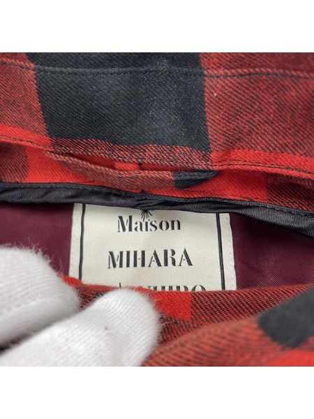 MIHARA YASUHIRO 21SSバックボーリングドッキングネルシャツ/44/赤