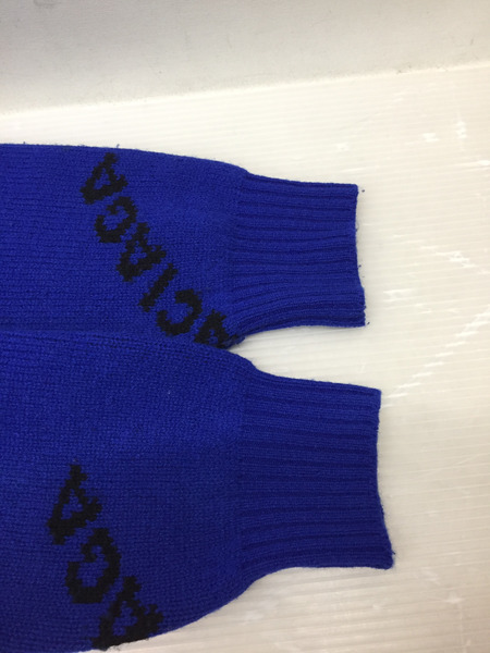 BALENCIAGA 19AW ALLOVER LOGO KNIT オールオーバーロゴニット M ブルー