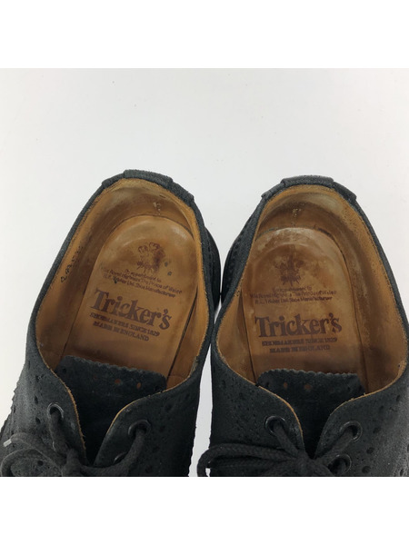 Tricker's BOURTON ウイングチップ スウェード ワックス ドレスシューズ 黒