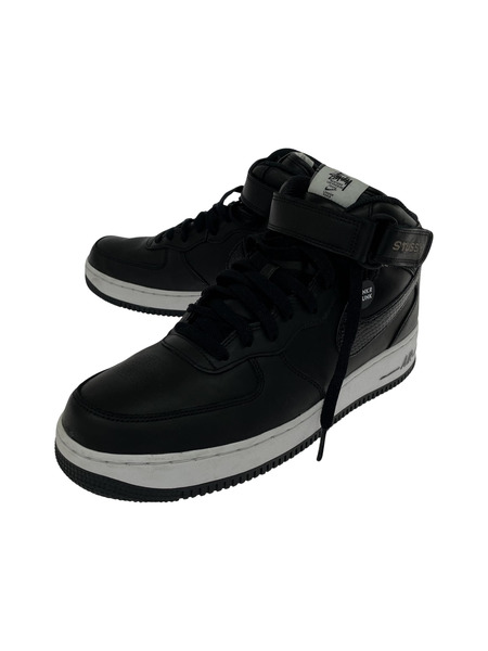 Stussy × Nike Air Force 1 Mid Black/Black (28cm)