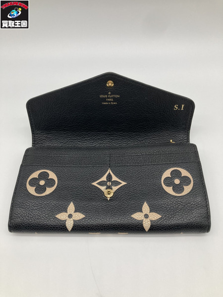 LOUIS VUITTON ルイヴィトン M80496 モノグラムアンプラント ポルトフォイユサラ イニシャル入り レザー ブラック