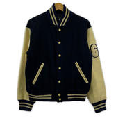 VAN JAC 袖レザースタジャン ネイビー×ホワイト