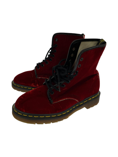 Dr.Martens 8ホール ベロアブーツ(UK4) ワインレッド