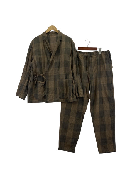 COMOLI Wool Ramie Check Jacket Set Up 2 BEG