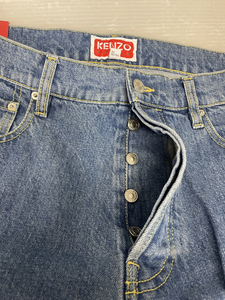 KENZO ロゴパッチ デニムパンツ 34 ブルー FC65DP3319FI 