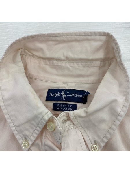 POLO RALPH LAUREN 長袖シャツ ピンクホワイト (XL)