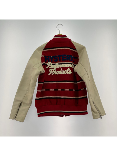 HYSTERIC GLAMOUR ブルゾン・ジャンパー レザー/ウールスタジャン レッド SIZE:F