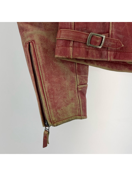 Harley-Davidson レザージャケット ファイヤーパターン レザー 赤 (M)