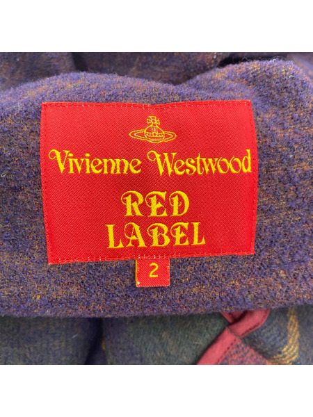Vivienne Westwood red label ジャケット チェックビッグカラーアシンメトリーコート、2