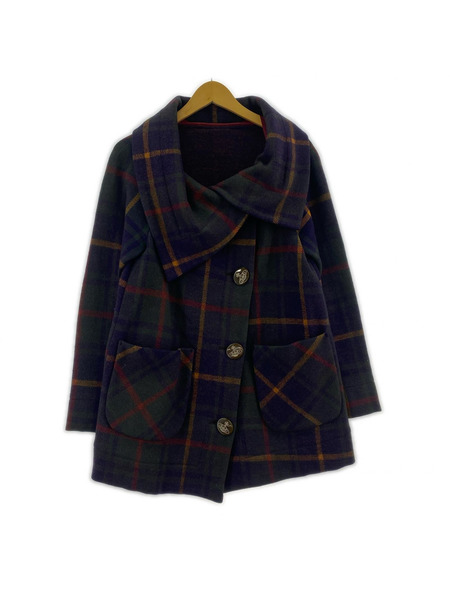 Vivienne Westwood red label ジャケット チェックビッグカラーアシンメトリーコート、2