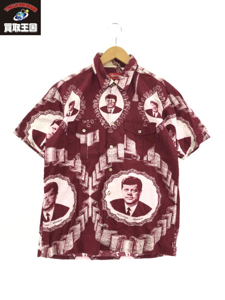 Supreme 13SS JFK Kennedy S S Shirt シャツ(M) バーガンディ