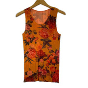 PLEATS PLEASE タンクトップ 花柄 プリーツ オレンジ (3)