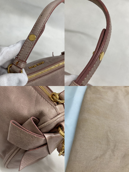 Miu Miu サイドリボンハンドバッグ くすみピンク