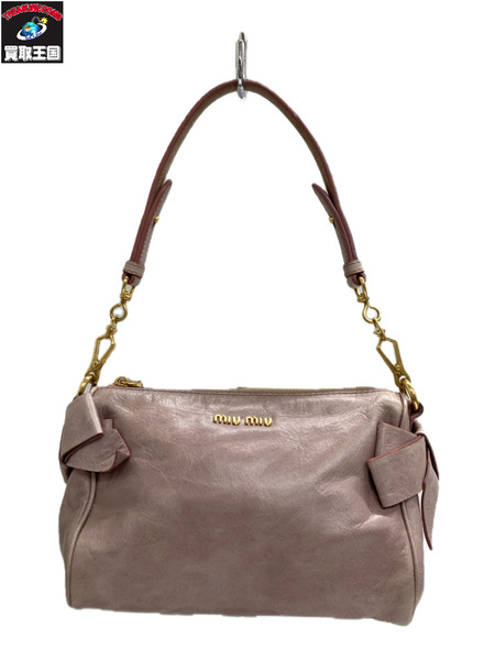 Miu Miu サイドリボンハンドバッグ くすみピンク