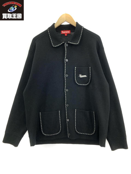 Supreme 2022AW Contrast Stitch Button Up Cardigan BLACK L