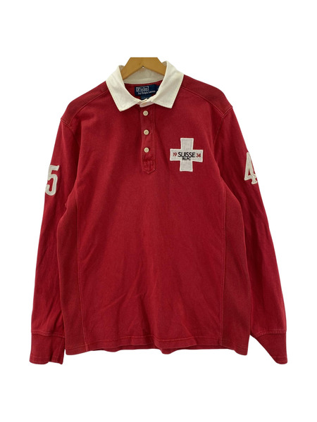 POLO RALPH LAUREN SUISSE ラガーシャツ(L) レッド系