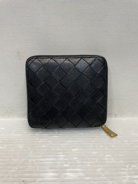 Bottega Veneta イントレチャート スクエアラウンドジップ 黒
