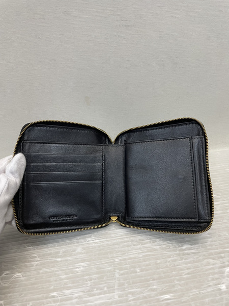 Bottega Veneta イントレチャート スクエアラウンドジップ 黒