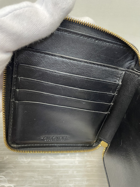 Bottega Veneta イントレチャート スクエアラウンドジップ 黒