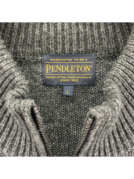 PENDLETON ネイティブ柄 ハーフジップニット L GRY