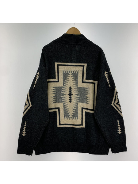 PENDLETON ネイティブ柄 ハーフジップニット L GRY