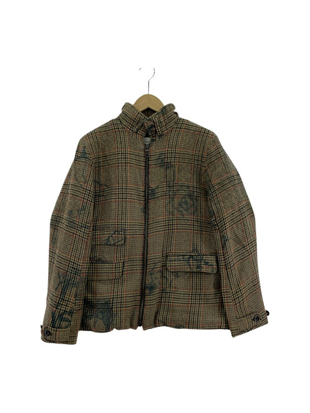 DIET BUTCHER SLIM SKIN 千鳥柄 ジップジャケット ベージュ[値下]