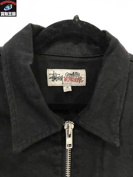 STUSSY/OVERDYED ZIP WORK JACKET/ブラック/（M)/ステューシー/黒