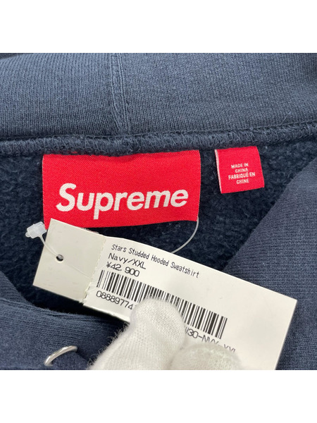Supreme 25AW Stars Studded Hooded Sweatshirt XXL ネイビー