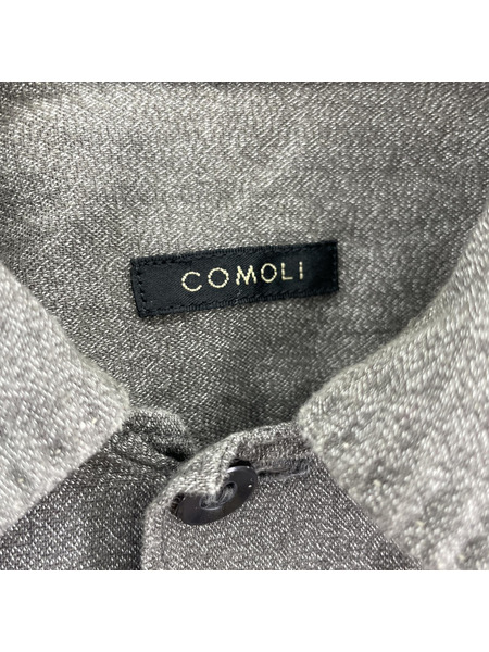 COMOLI 20AW ヨリ杢 ブラックシャンブレー オープンカラーシャツ 3 S03-02005