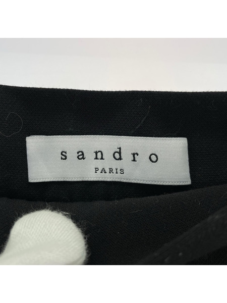 ヒザ丈スカート sandro paris 切替レース ブラック