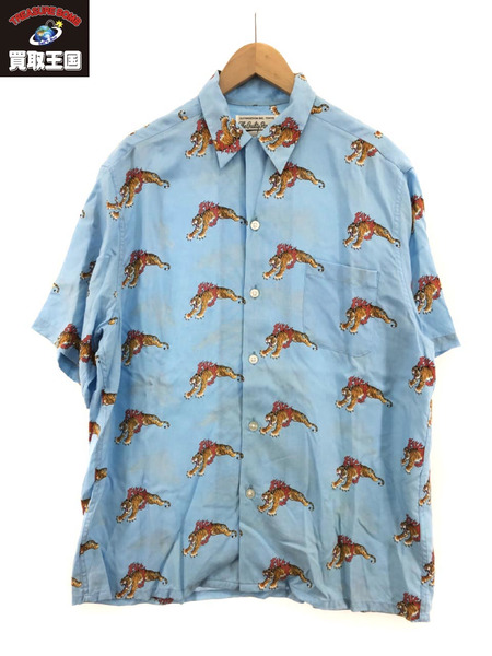 WACKO MARIA TIM LEHI HAWAIIAN SHIRT (M) タイガー 水色[値下]