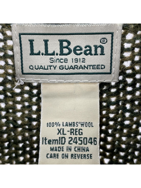 L.L.Bean ハイネックニットジャケット グリーン XL