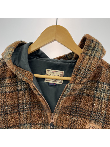 WOOLRICH 90s 総柄ボアジップジャケット 茶 (S)