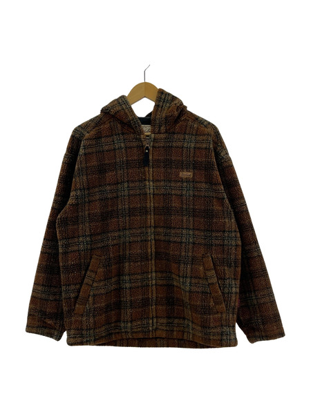 WOOLRICH 90s 総柄ボアジップジャケット 茶 (S)