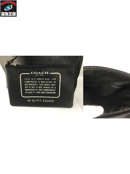 COACH トートバッグ リバーシブル シグネチャー 黒茶 F36658