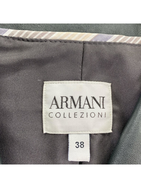ARMANI COLLEZIONI レザーテーラードジャケット 38 ブラック