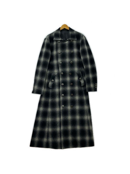 blank The Prayer Napoleon Coat チェックコート 2 グレー×ブラック
