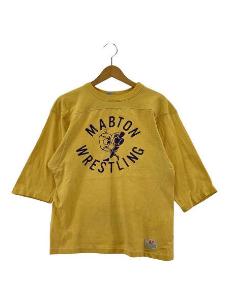 70s Champion football Tee WRESTLING イエローパープル M