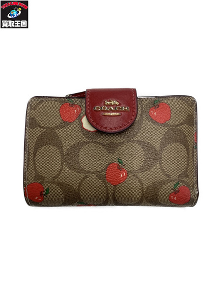 コンパクトウォレット coach リンゴ柄コンパクト シグネチャーウォレット