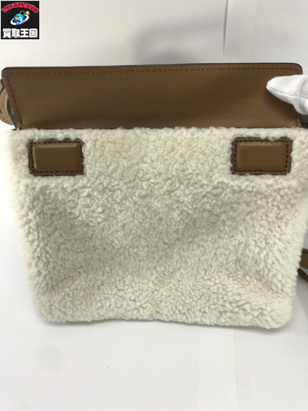 Tory Burch ショルダーバッグ ボア レザー 白茶