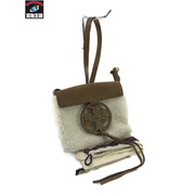 Tory Burch ショルダーバッグ ボア レザー 白茶