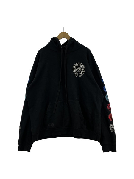 CHROME HEARTS マルチカラー ホースシュープリント パーカー L 黒 2212-304-4054