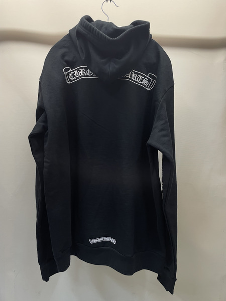 CHROME HEARTS SWTSHRT HD ZIP スクロールラベル ダガージップパーカー L 黒