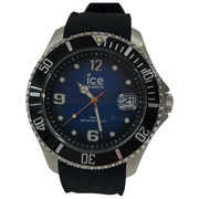 ice watch steel deep blue XL クォーツ腕時計 ラバーベルト 黒紺