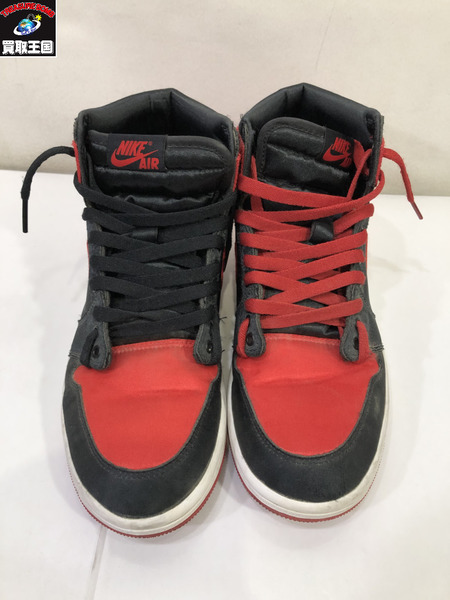 NIKE　AirJordan１　Retro OG Satin Bred/26cm/黒/赤/ナイキ