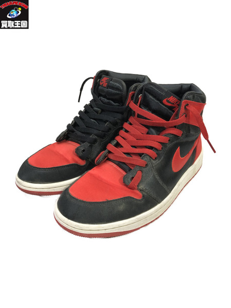 NIKE　AirJordan１　Retro OG Satin Bred/26cm/黒/赤/ナイキ