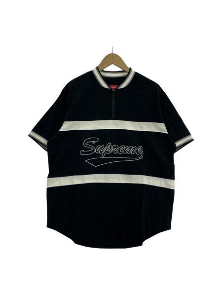 17SS/Supreme/Half Zip S/S Baseball Top/L/BLK[値下]